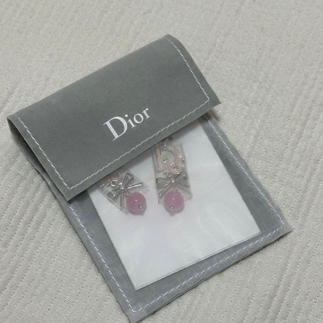 新品未使用】Dior ロゴリボンピアス リボン ピンク｜新品未使用】Dior