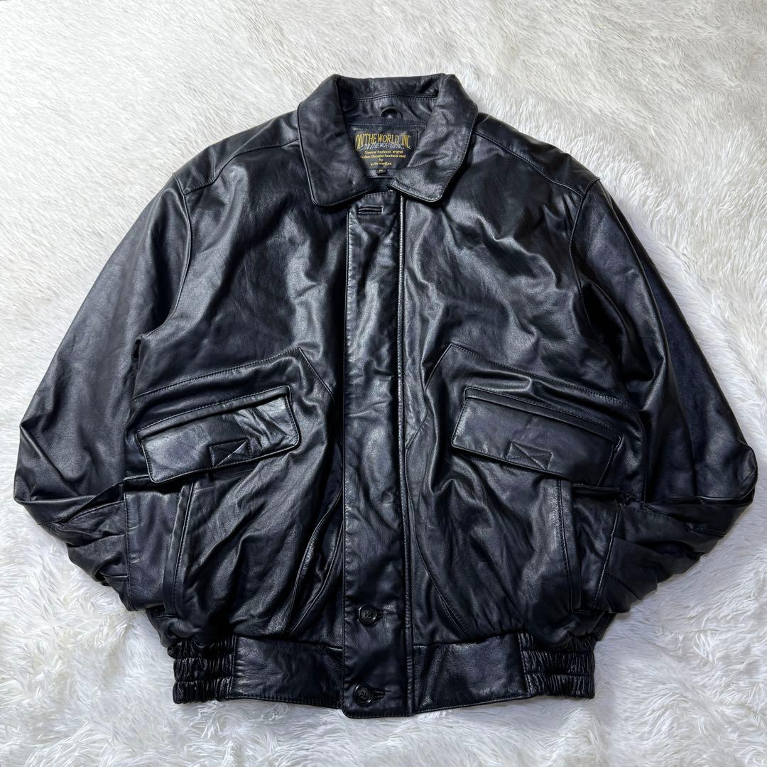 美品】90s A-2 ラムレザー フライトジャケット M 短丈 ブラック - メルカリ