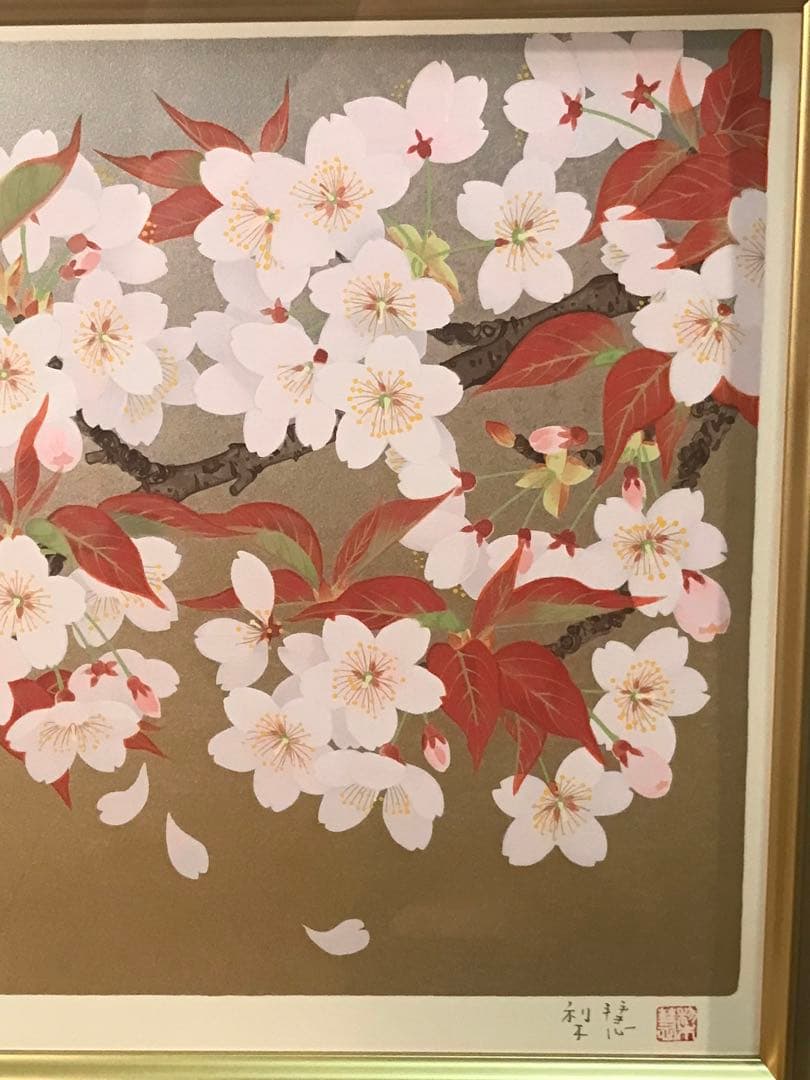 森田りえ子 「桜花」 シルクスクリーン 直筆サイン・落款・作品証明