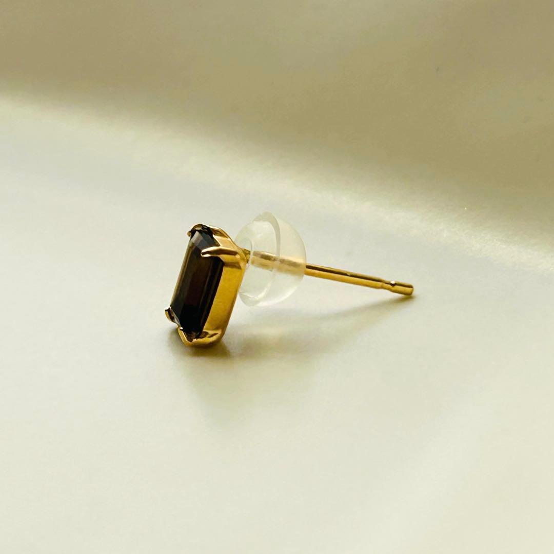 cui-cui】K18YG バケットカット ピアス（スモーキークォーツ） cui-cui