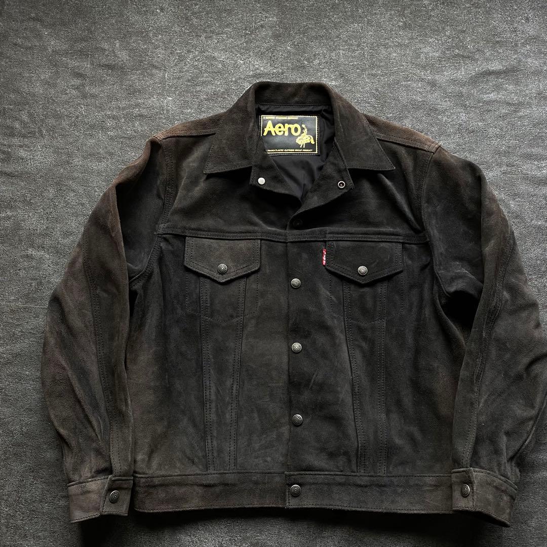 希少サイズ40】AERO LEATHER スエード トラッカージャケット L