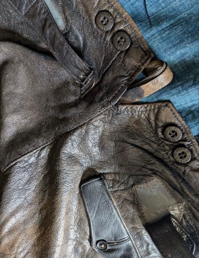 30s40s フランス ヴィンテージ レザージョッパーズパンツ モーター