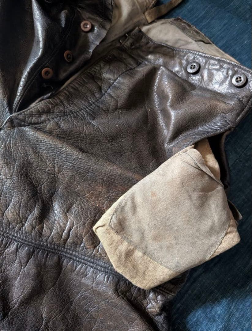 30s40s フランス ヴィンテージ レザージョッパーズパンツ モーター
