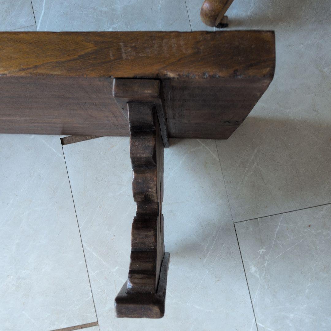 ブロカント古道具アンティーク重厚な経机 天板厚 5センチ ローテーブル