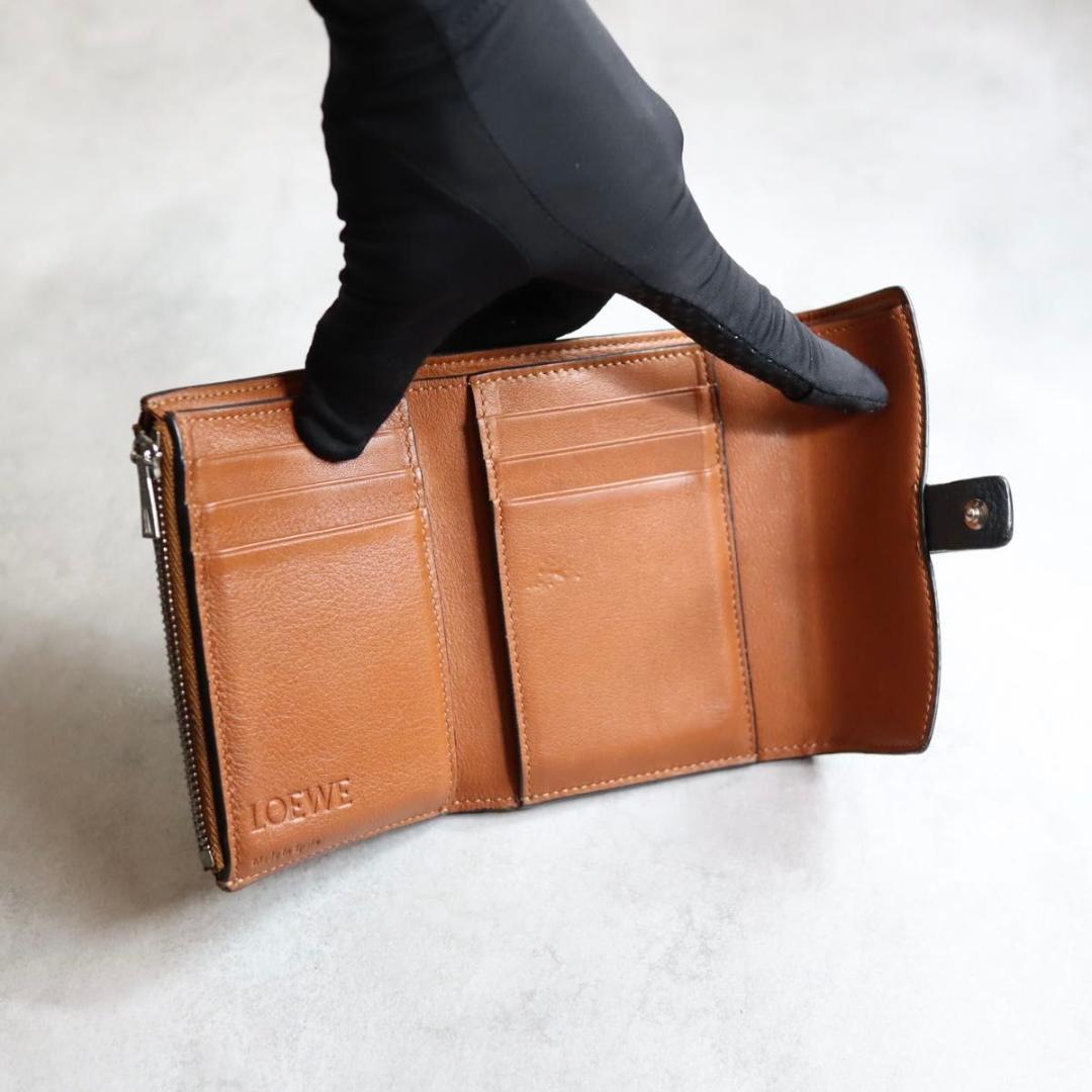 LOEWE ロエベ / スモールバーティカルウォレット 三つ折り財布 ネイビー