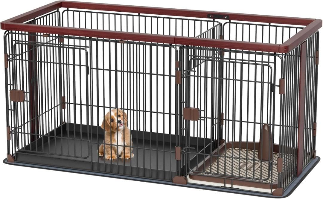 Petnniko 犬 ケージ 犬ゲージ 小中大型犬用 (ブラック＋レッド) 犬用品