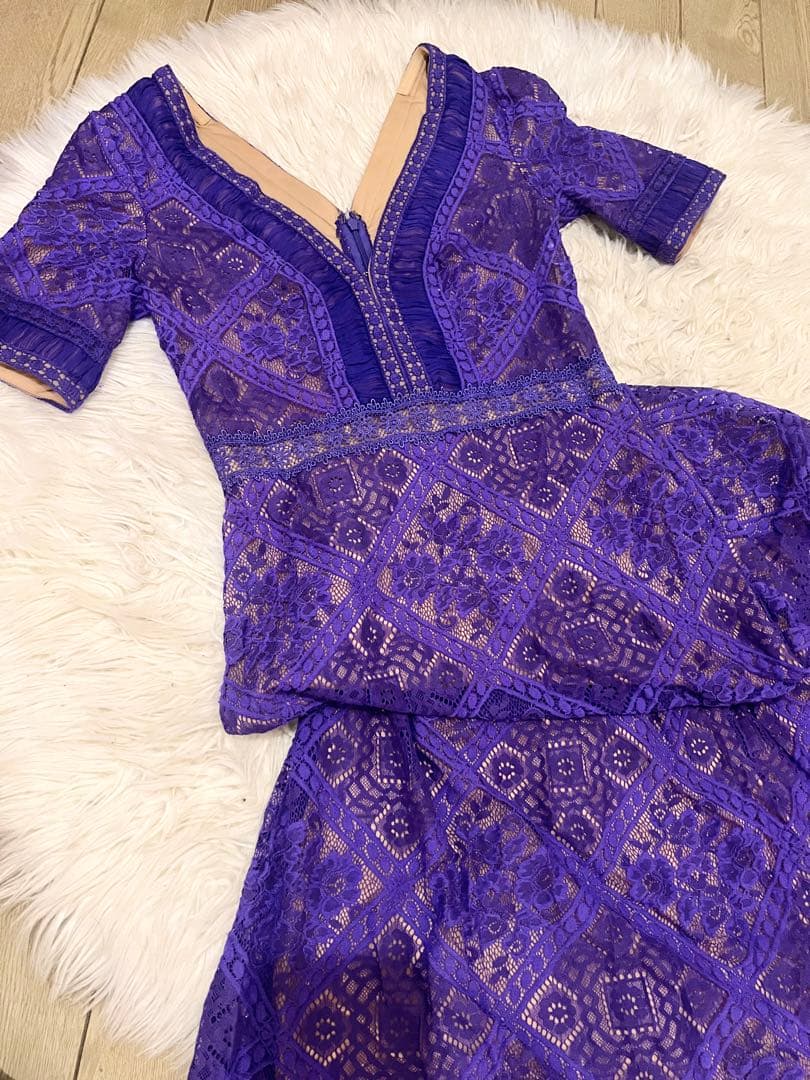 てんとう虫様専用【TADASHI SHOJI】紫 レース ロングドレス TADASHI