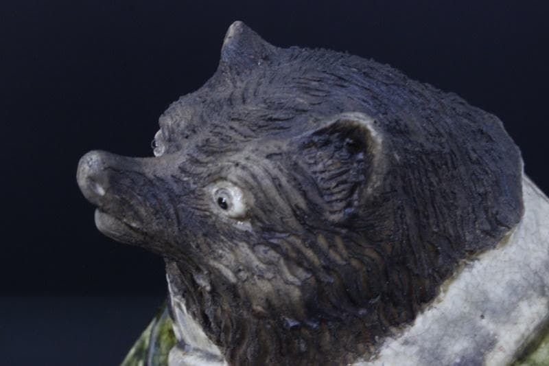 古い時代◇釉薬(うわぐすり・ゆうやく) 五彩陶器 焼き物 狸 たぬき◇30