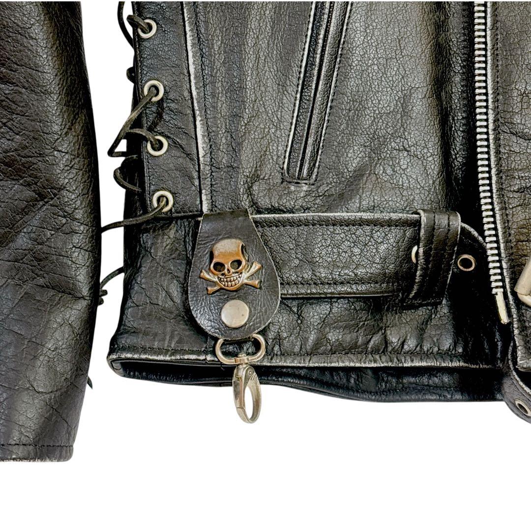 古着 美品 スカル xelement ダブル ライダースジャケット L