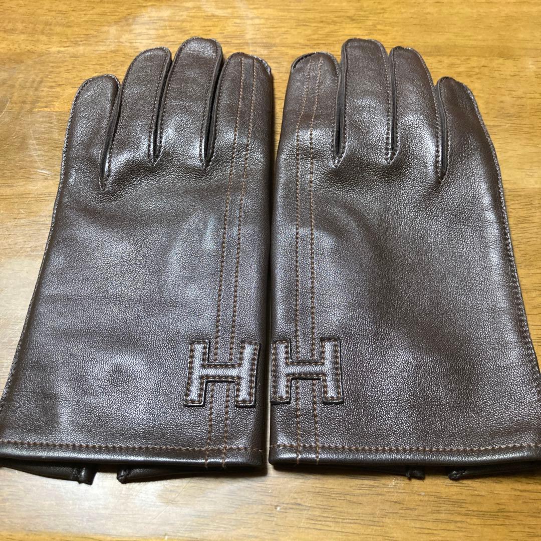 HERMES ラムスキンレザー 手袋 サイズ8 ブラウン