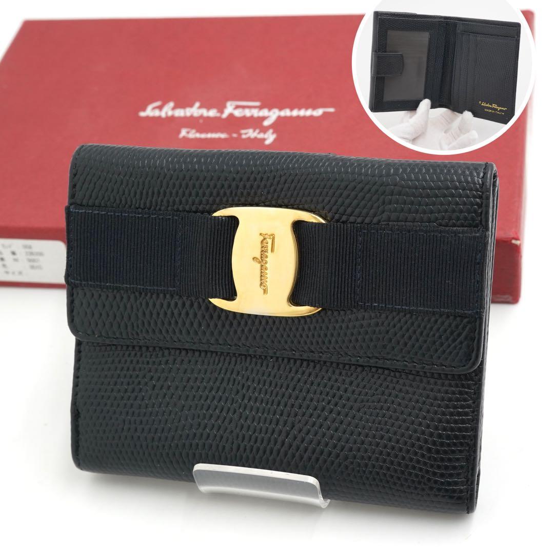 ✨未使用展示品・箱付き✨ Ferragamo ミニ財布 ヴァラリボン 二つ折り