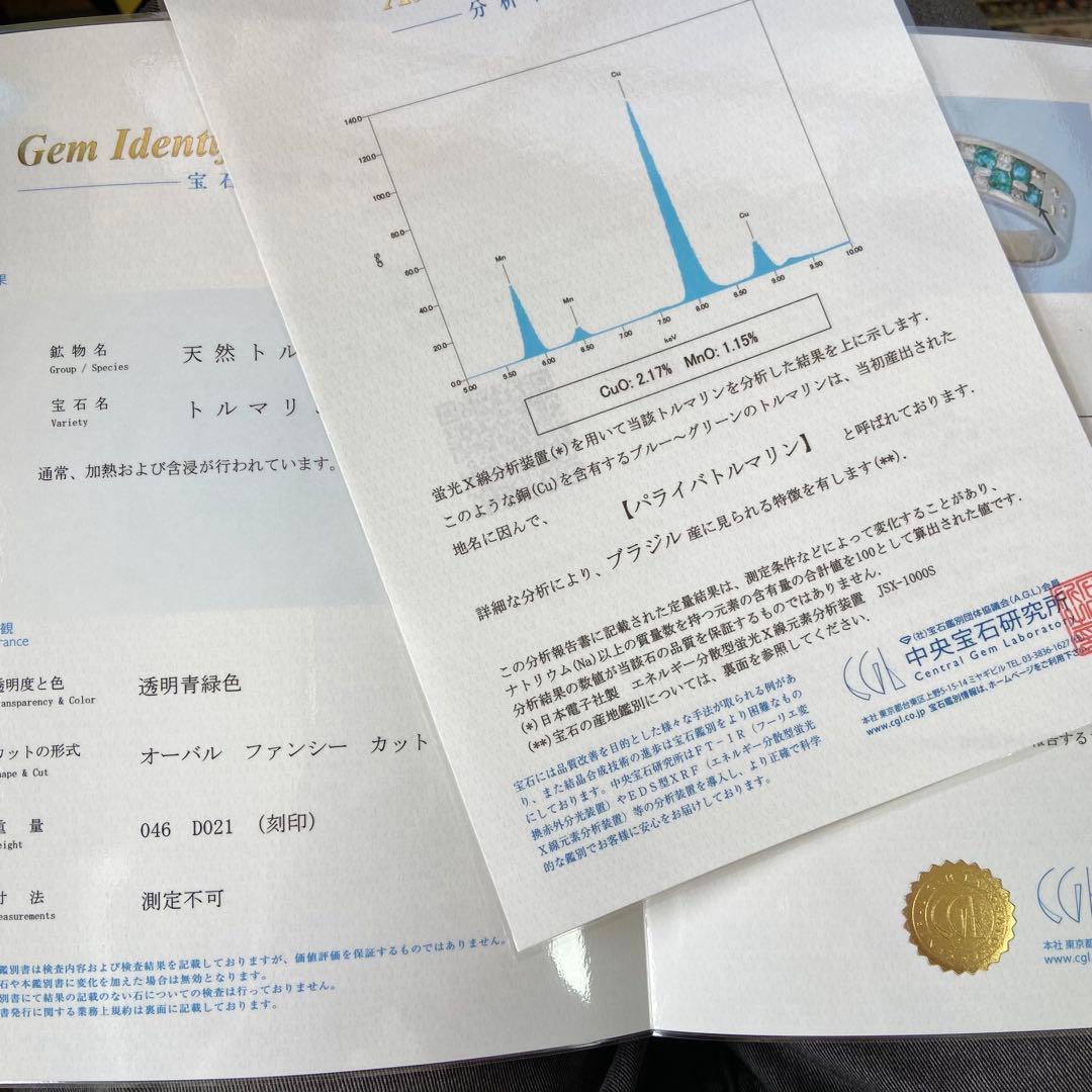 『専用です』天然パライバトルマリン ダイヤモンド 計0.67ct 中宝研ブラジル
