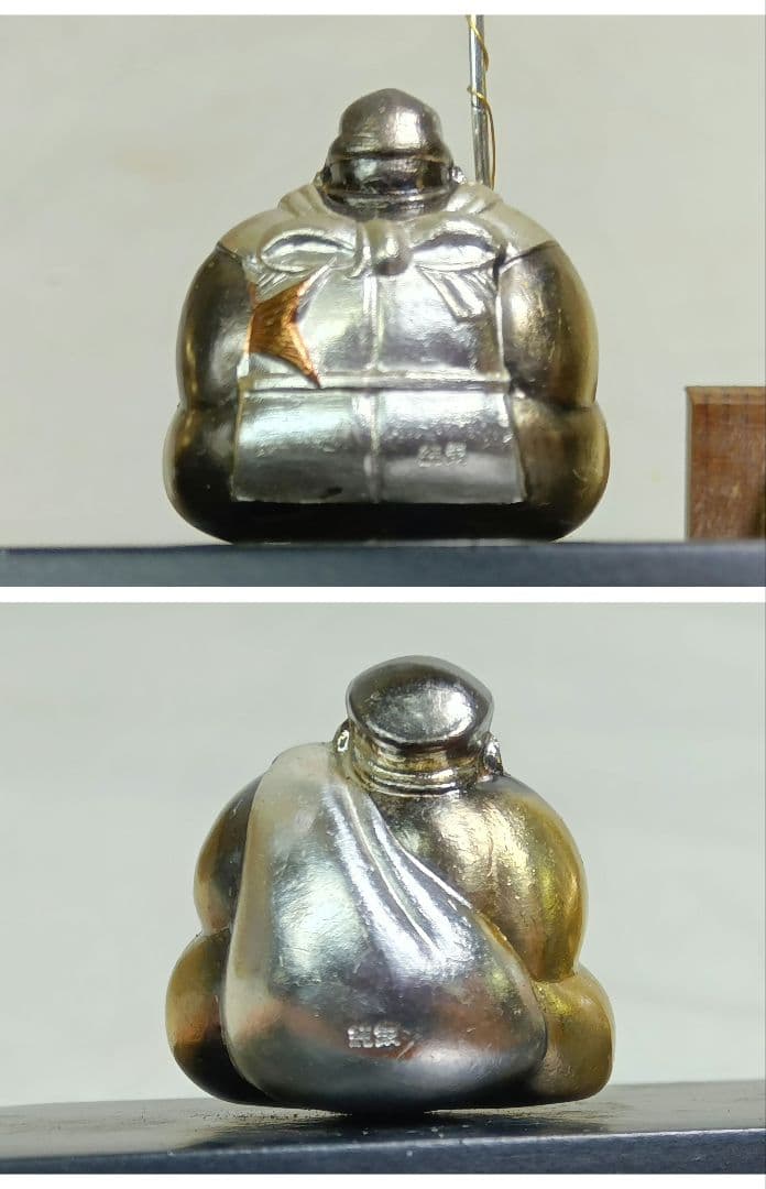 武比古作 純銀 恵比寿天 大黒天 宝船 置物 インテリア 縁起物 刻印有り