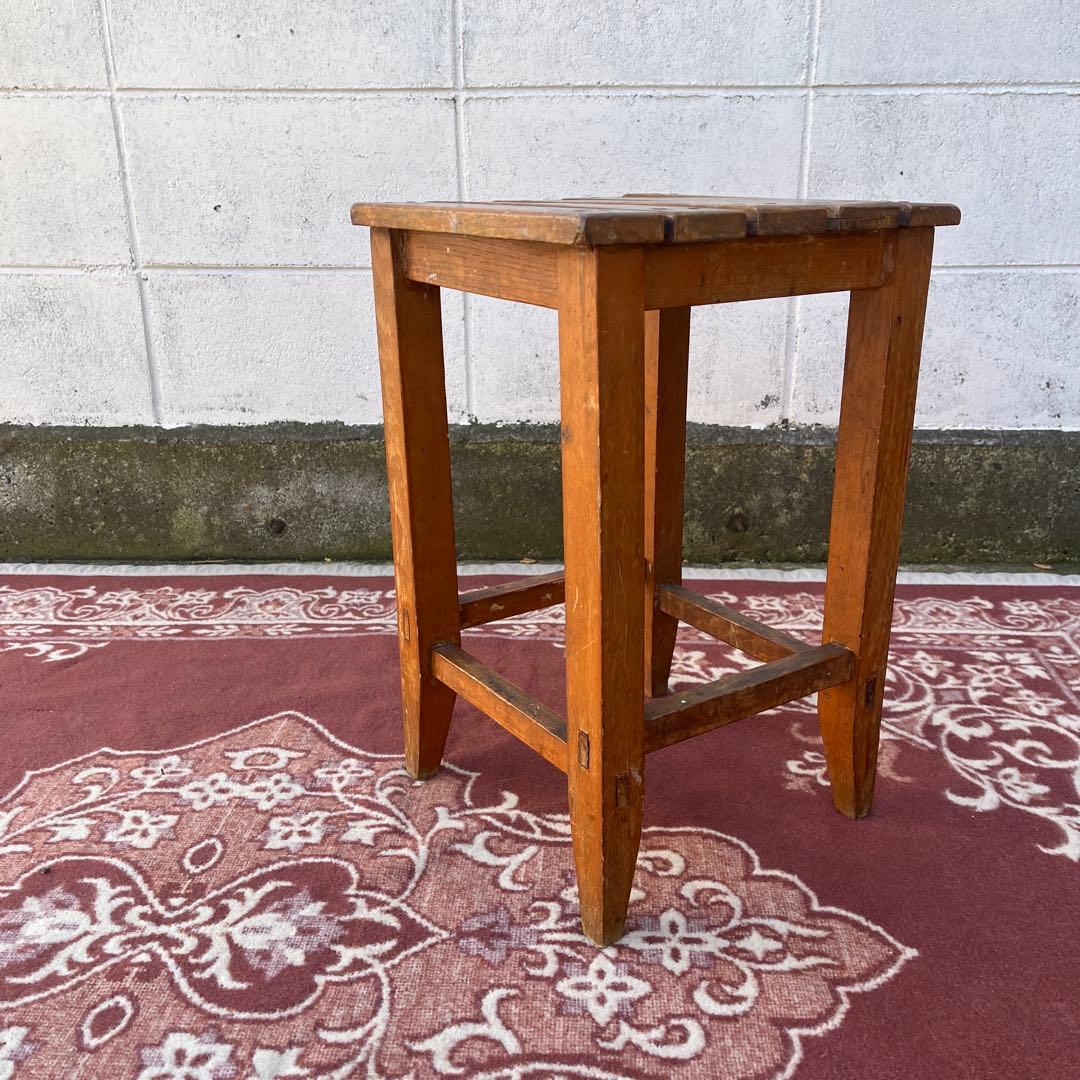 アンティーク 古家具◾️木製無垢材 スクエア型 スツール サイドテーブル 飾り台