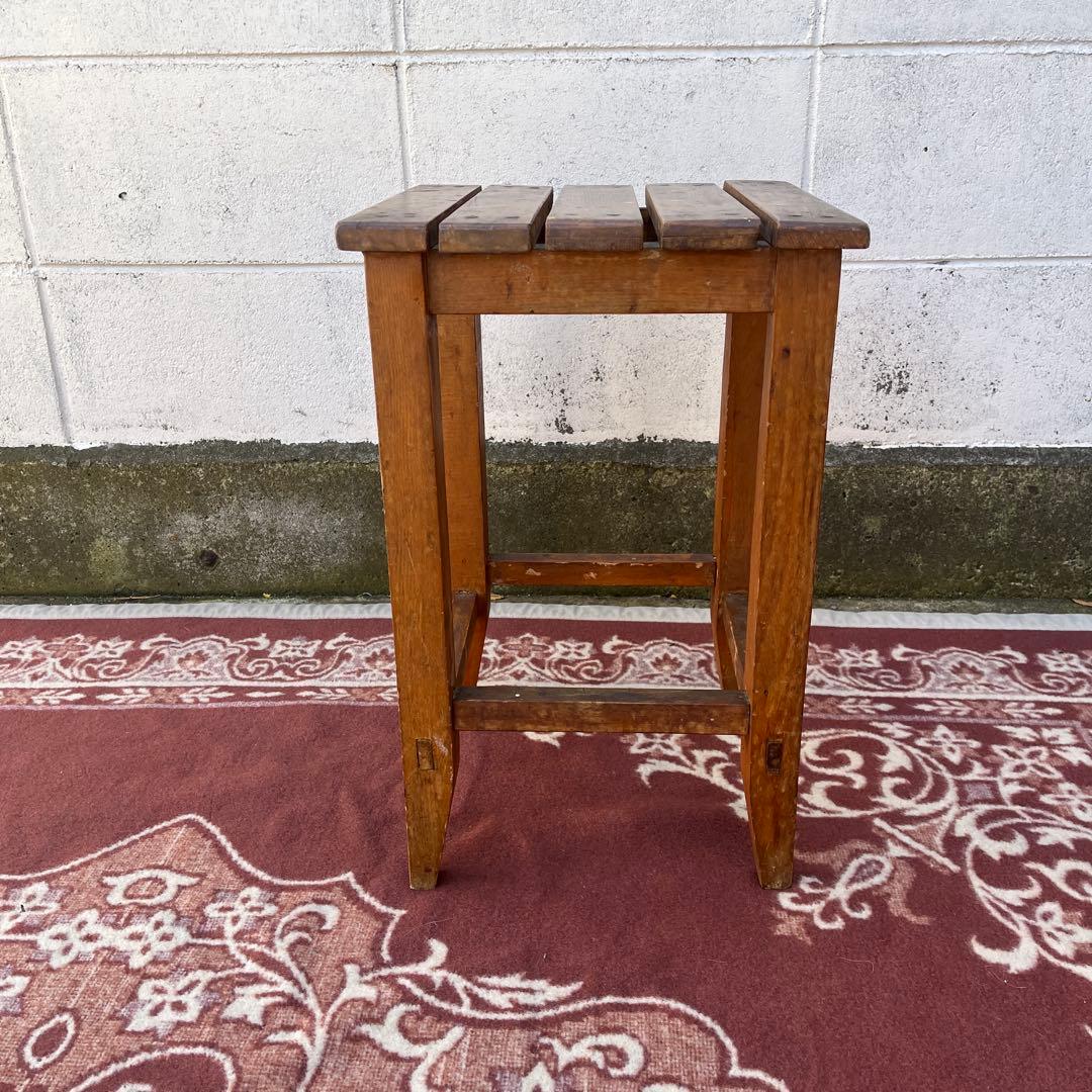 アンティーク 古家具◾️木製無垢材 スクエア型 スツール サイドテーブル 飾り台