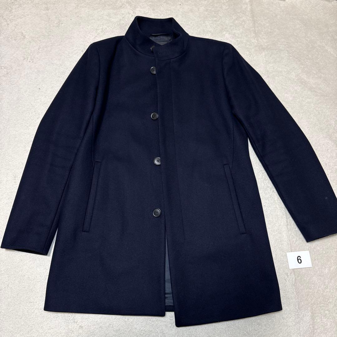 06 美品　セオリー　theory スタンドカラーコート　ネイビー　M カシミア