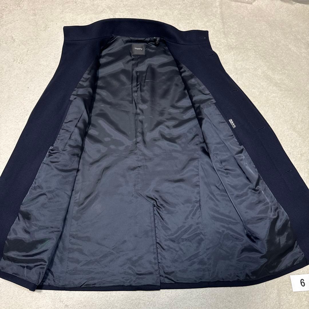 06 美品　セオリー　theory スタンドカラーコート　ネイビー　M カシミア