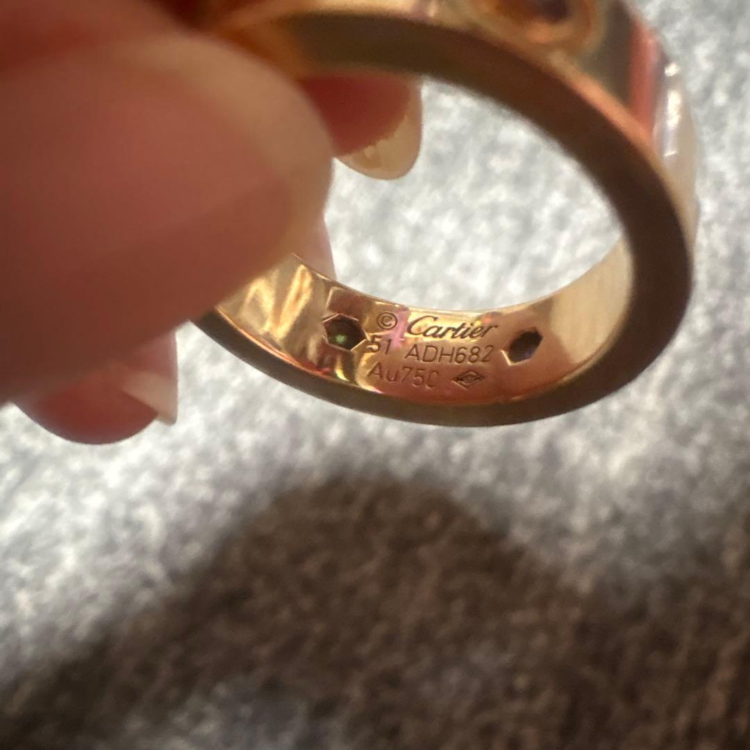 カルティエ　サファイア　ガーネット　ピンクゴールド　ラブリング　k18