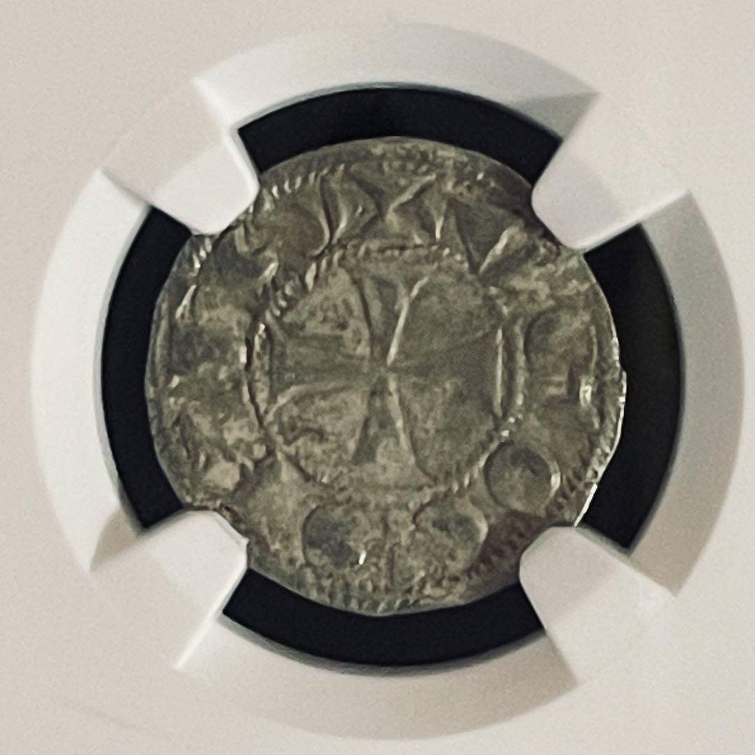 フランスアンティークコイン ラ・マルシュ伯領 デニール銀貨 中世鋳造 希少