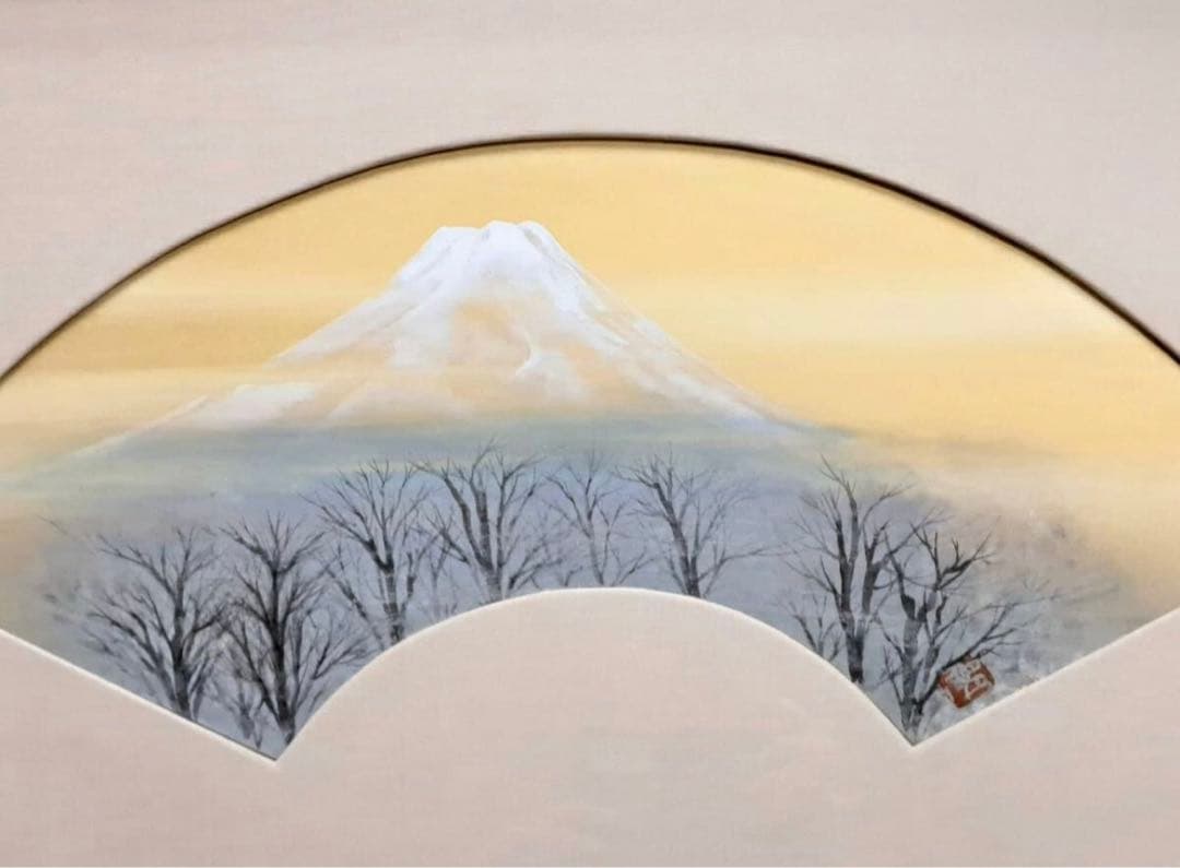 橋田二朗 日本画 彩色 「朝霧」 23.5×53.5cm 印有 共シール有