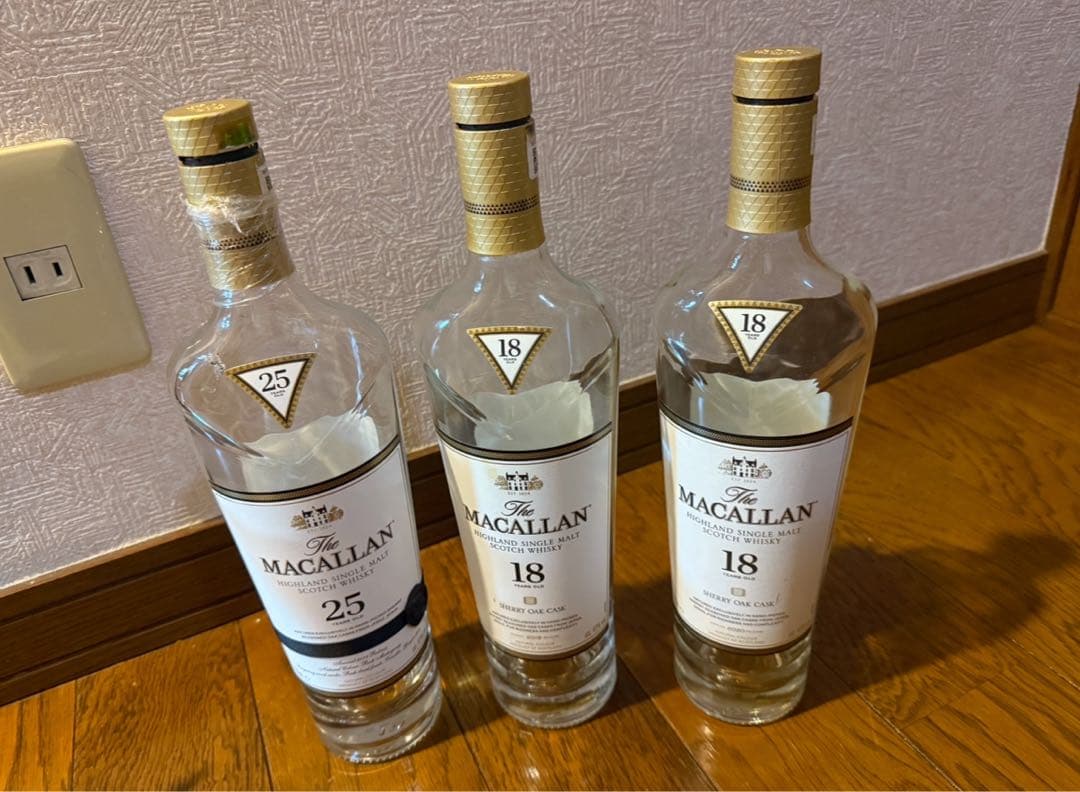 送料無料 マッカラン25年 1ケース 3本セット コレクション 木箱付 空瓶
