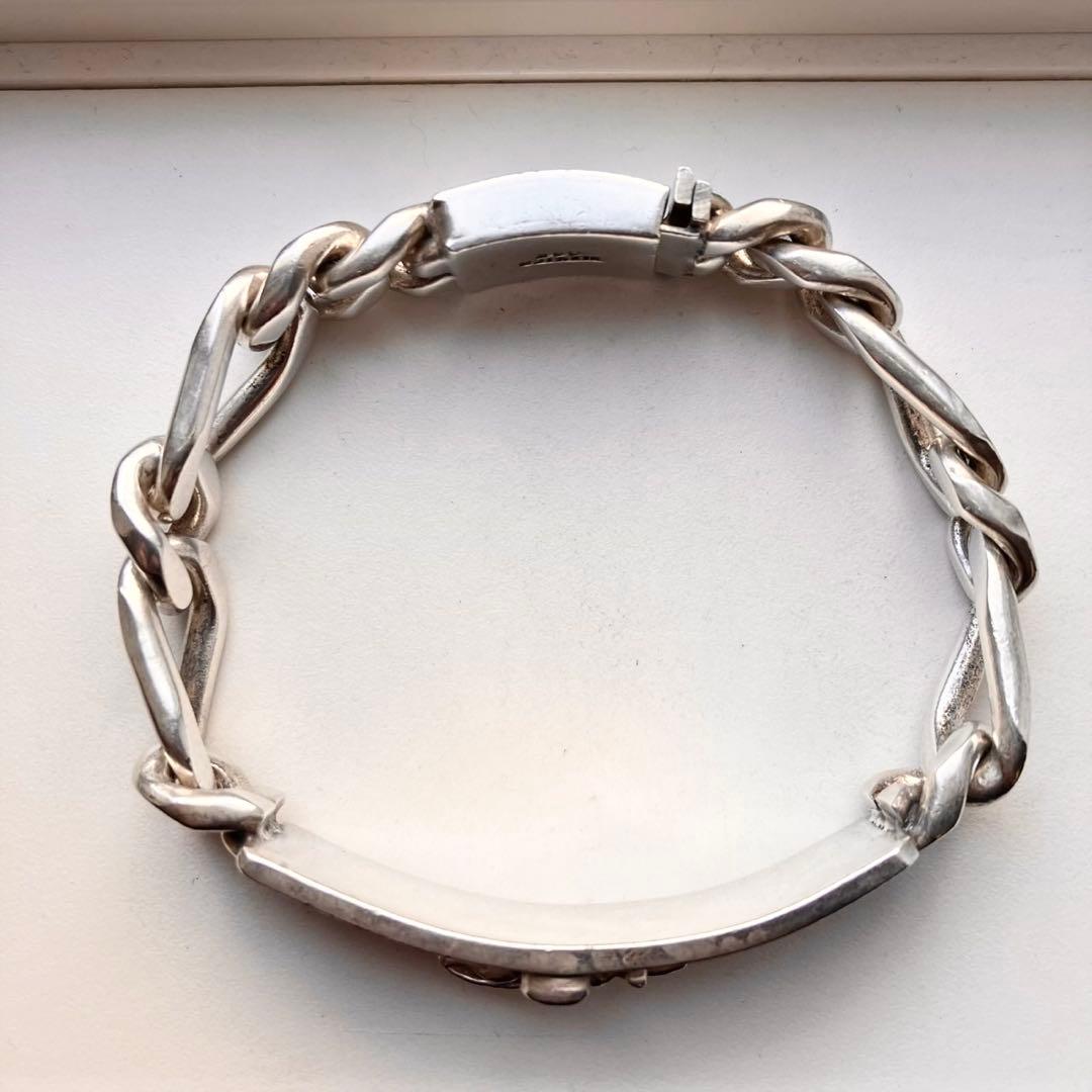 80.74g MEXICO 百合 フィガロ シルバー925 IDブレスレット