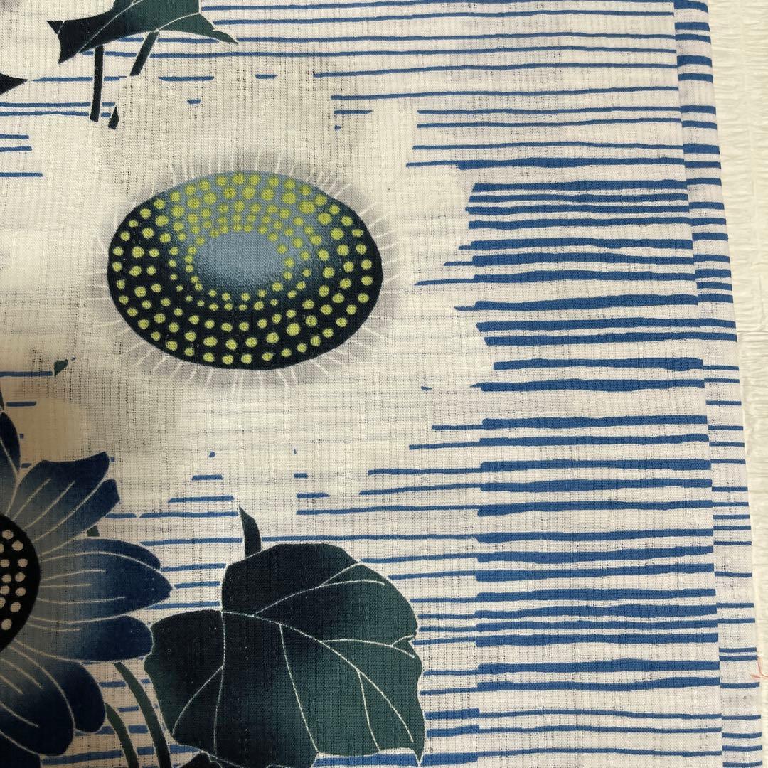 花柄 浴衣 青と白のストライプ プレタ