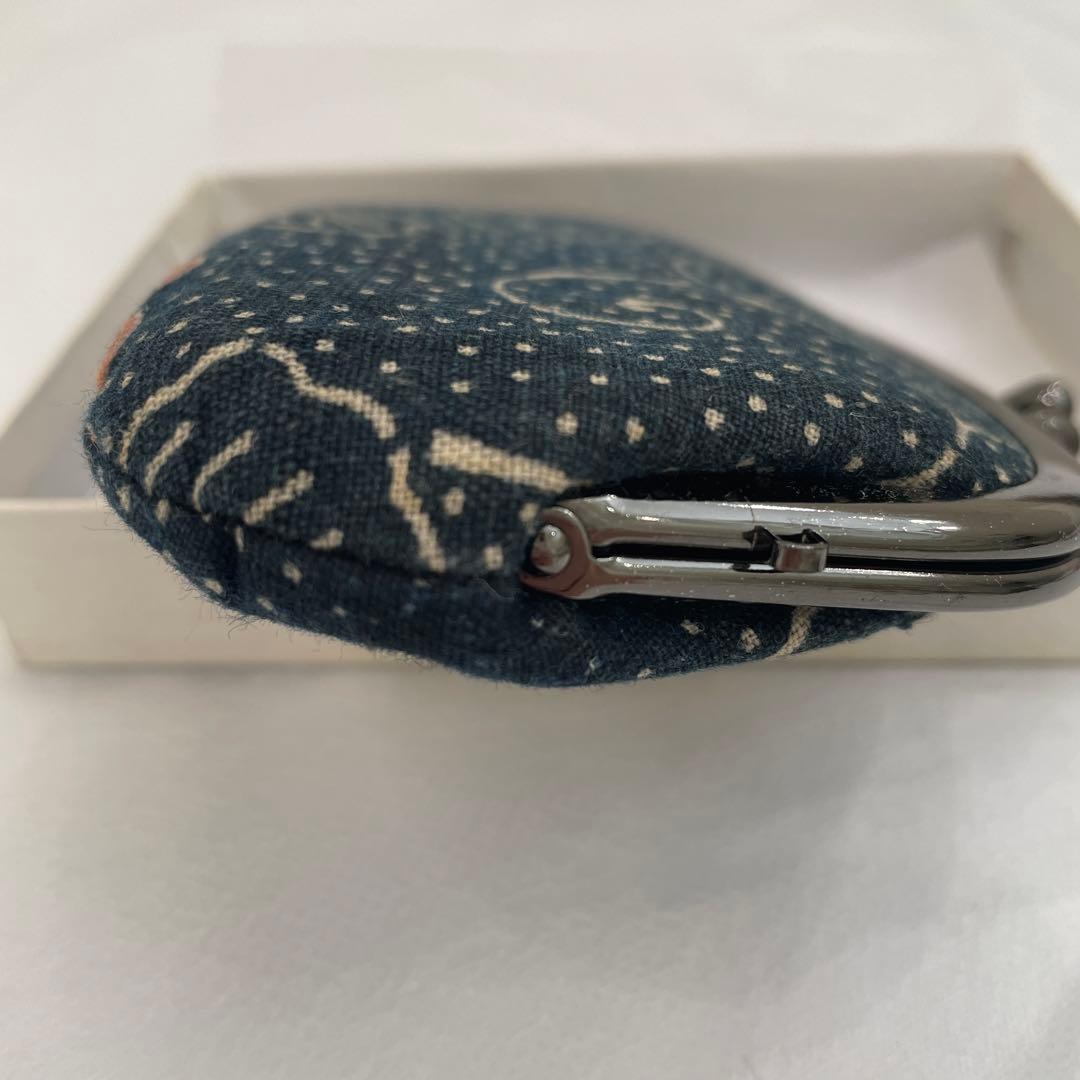 京都ちんぎれや　一点物　古布がま口財布 未使用品　藍色×朱色