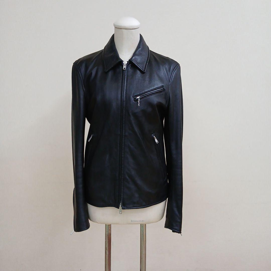 タケオキクチ襟付シングルライダースジャケットラムレザーMサイズ 本革】ラムレザーシングルライダース（ライダースジャケット） | tk