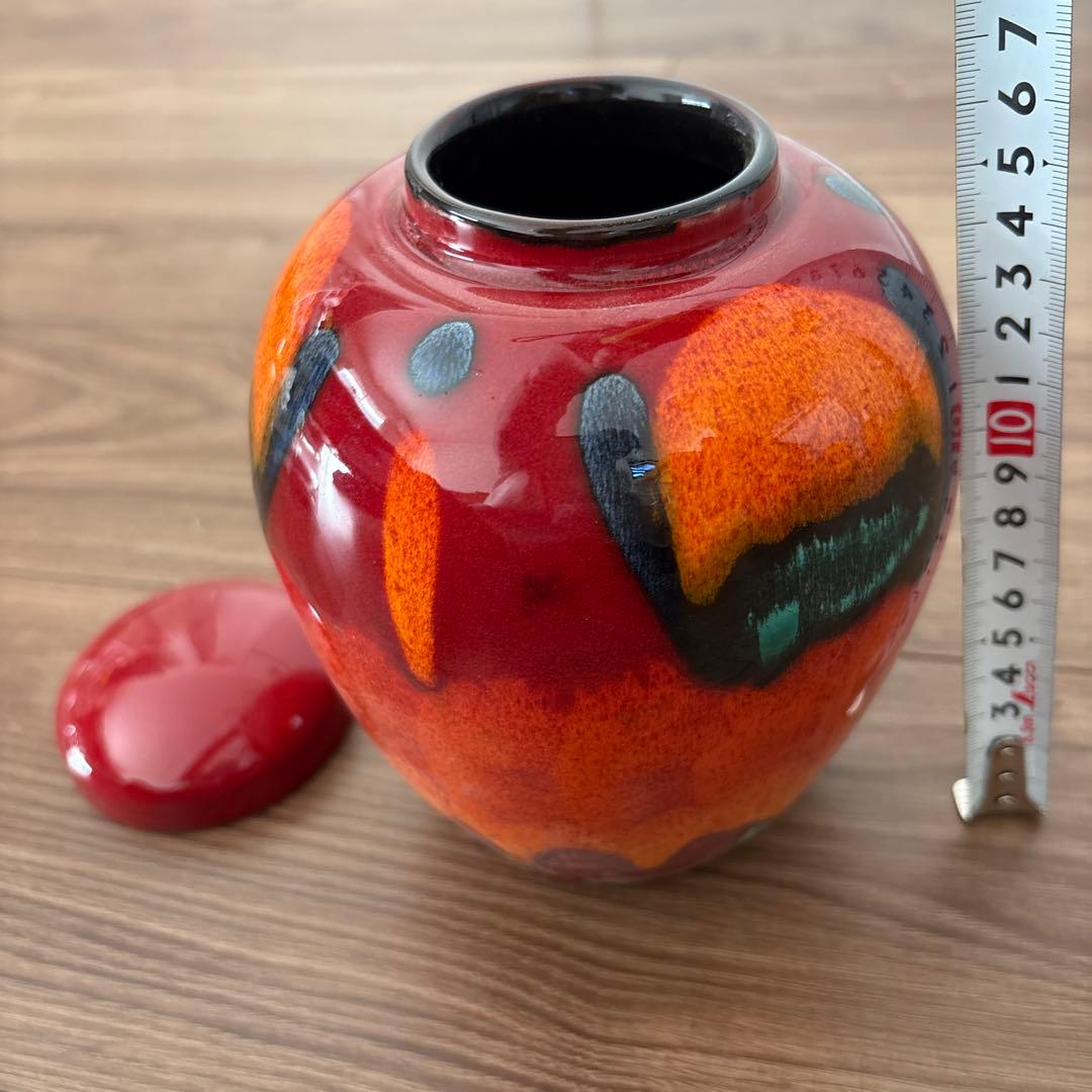 Poole Pottery 蓋付き器 赤・オレンジ