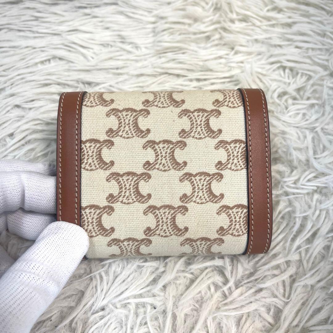 CELINE セリーヌ三つ折り財布トリオンフロゴ金具キャンバス