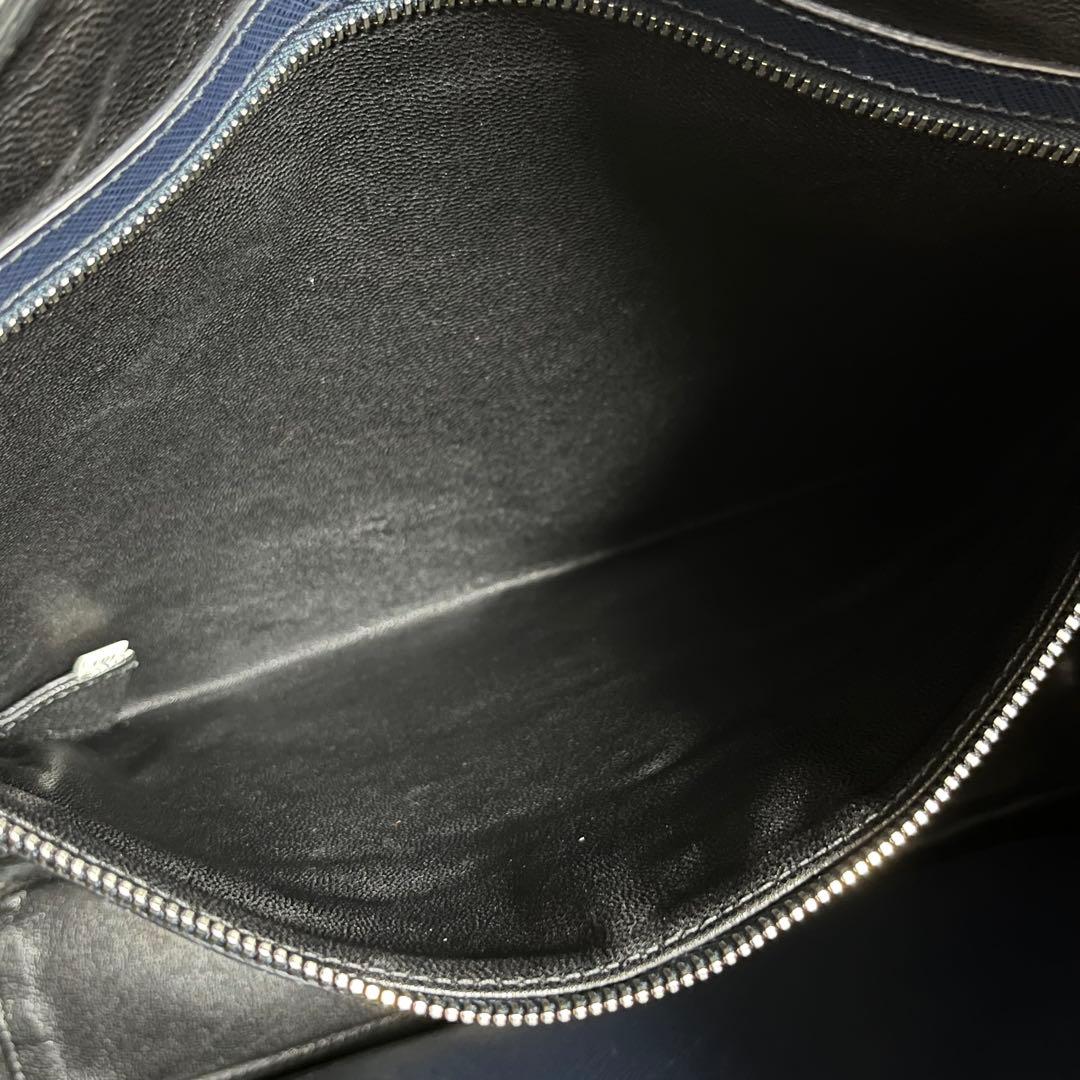 プラダ 現行 ネイビー レザー ビジネスバッグ サフィアーノ