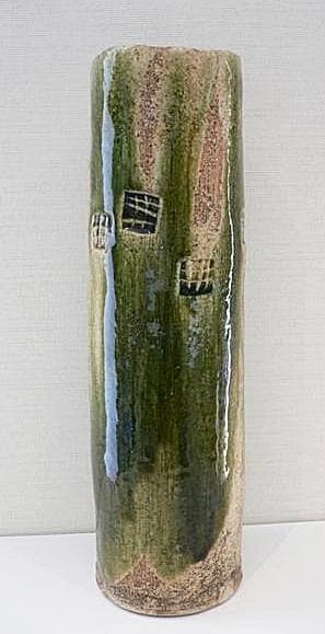 高さ36cm 加藤舜陶（県重要無形文化財）釉彩印花花入 M36