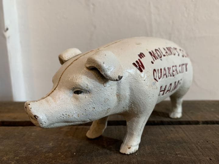 イギリス「MOLAND'S 」ブタ型貯金箱（鋳物） VINTAGE CAST IRON PIG