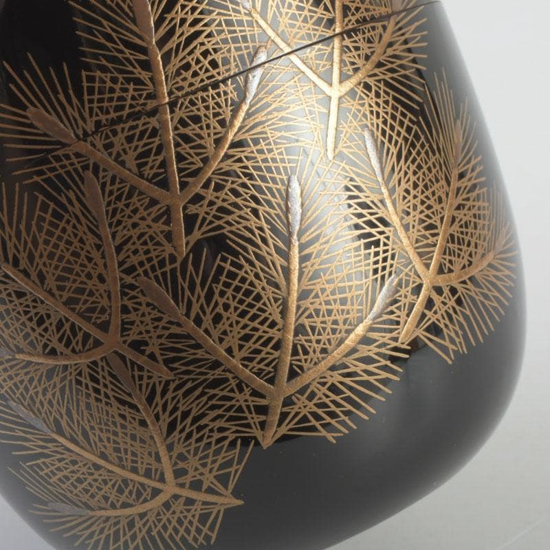 茶道具 三辻雪里作 若松蒔絵 棗 共布共箱 V 9316