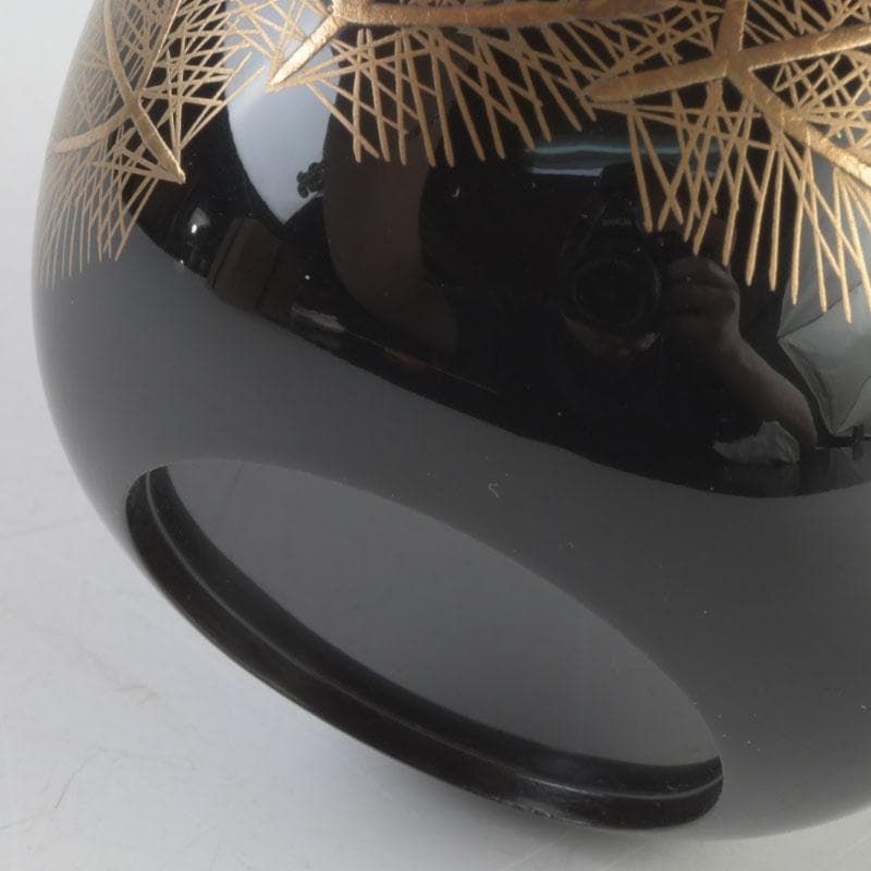 茶道具 三辻雪里作 若松蒔絵 棗 共布共箱 V 9316