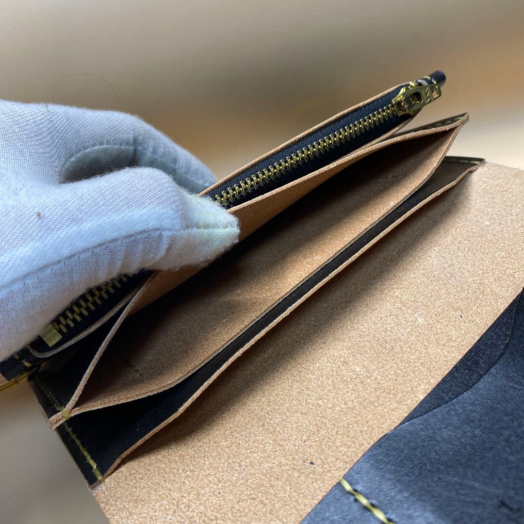 上質 無骨 艶 茶芯 丘染め 三層 マチ ロング トラッカーウォレット