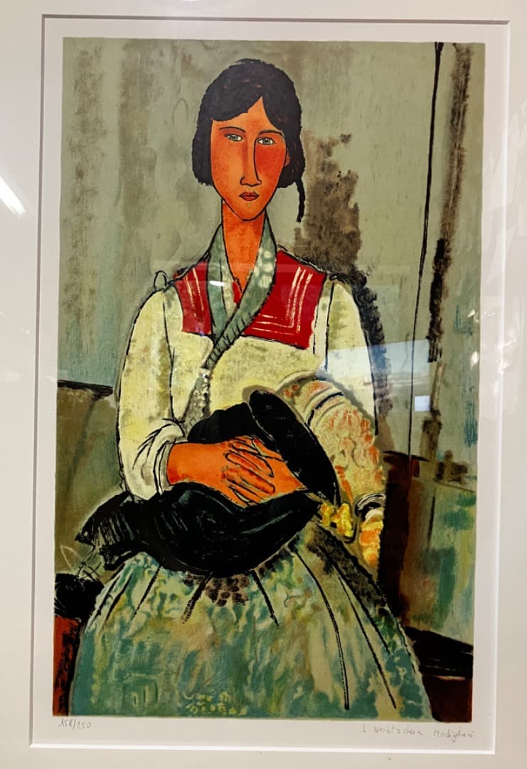 モディリアーニ『赤ん坊を抱くジプシー女』リトグラフ（石版画