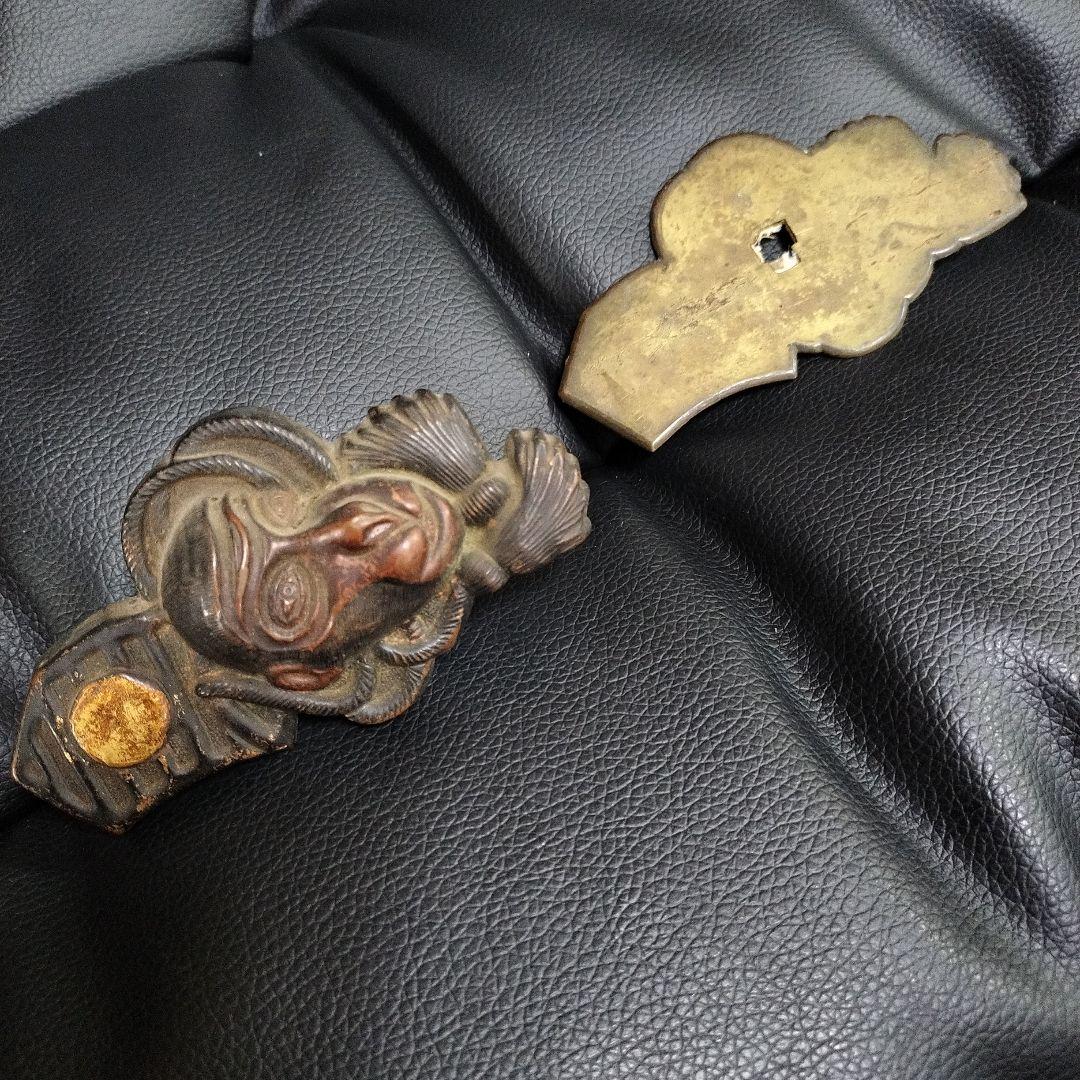 古美術 猿 釘隠し 未使用 建物金物 骨董