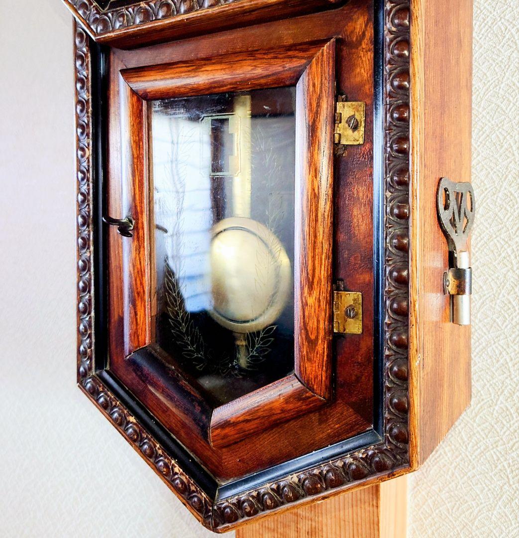 〈完動・美品〉十字印時計社　アンソニアモデル八角尾長ゼンマイ振り子時計 古時計