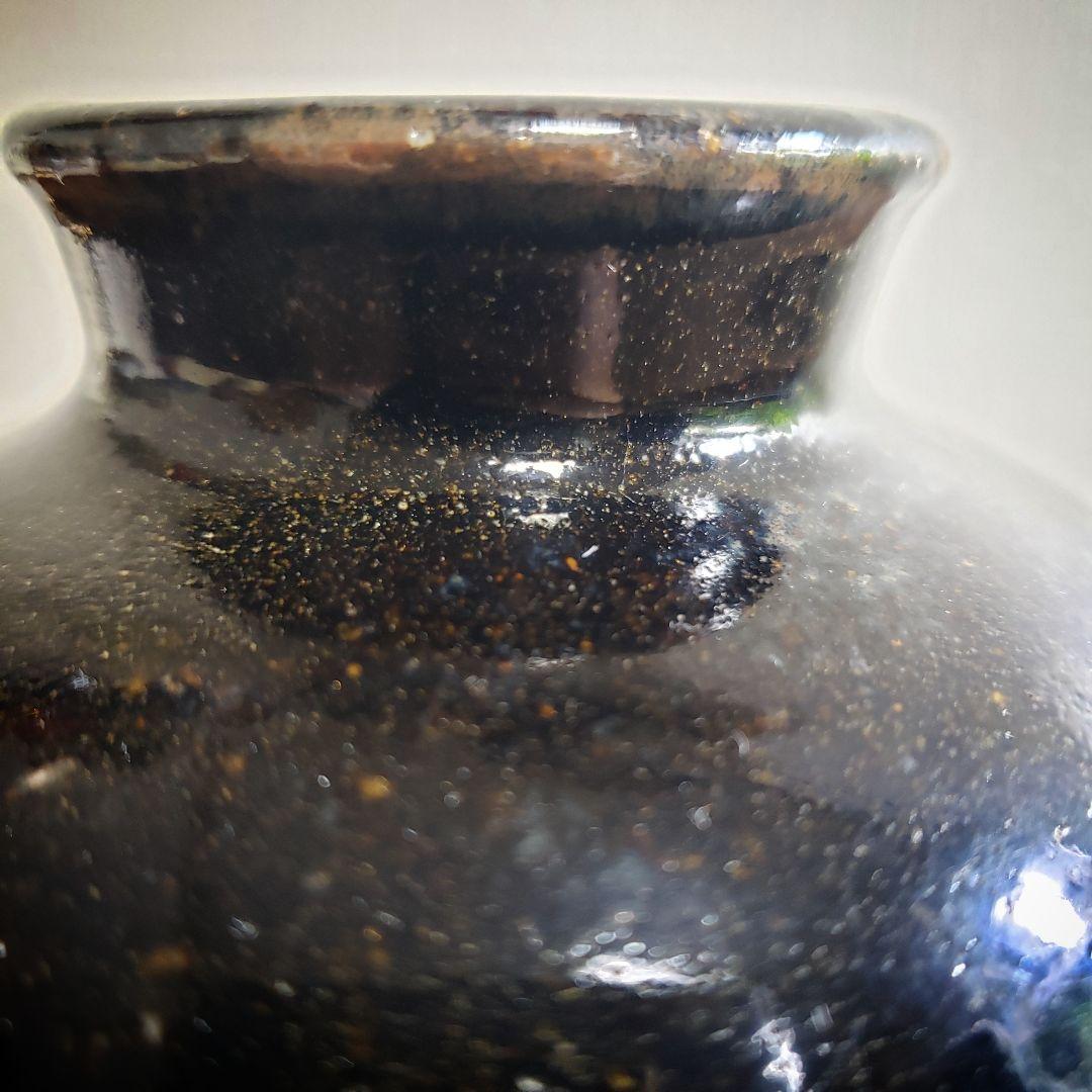 ☆花器壺黒釉花瓶水壺明治大正