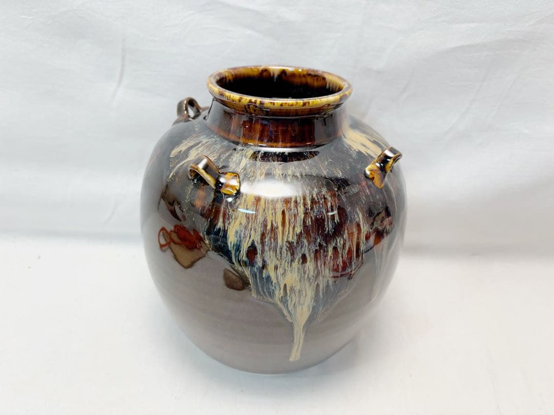 ほぼ未使用 茶道具 洛東 桶谷定一作 天目 茶壺 飾壺 陶印 口