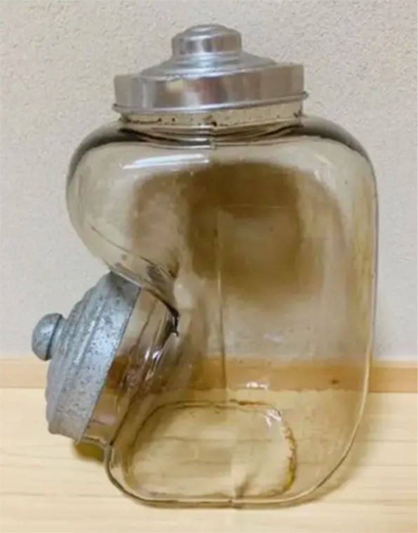 駄菓子瓶◇菓子瓶◇昭和レトロ◇アルミ蓋◇ゆらゆらガラス