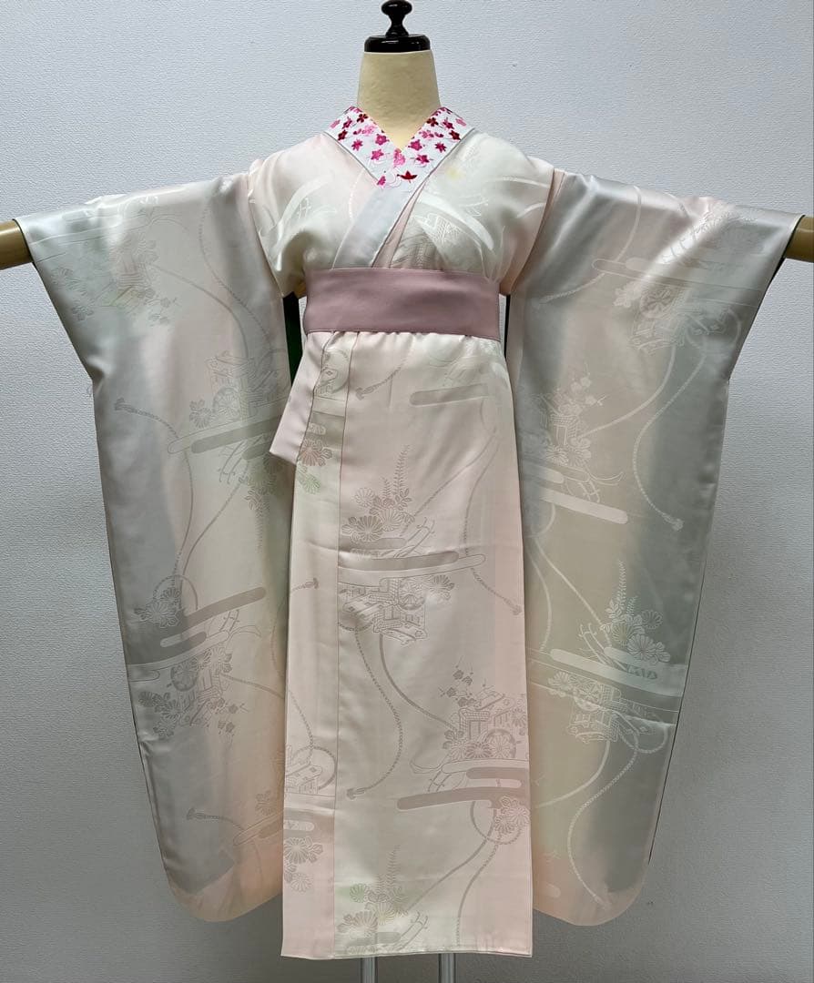 小柄な方 振り袖 フルセット 白 別誂長襦袢 成人式 金彩加工 刺繍入り