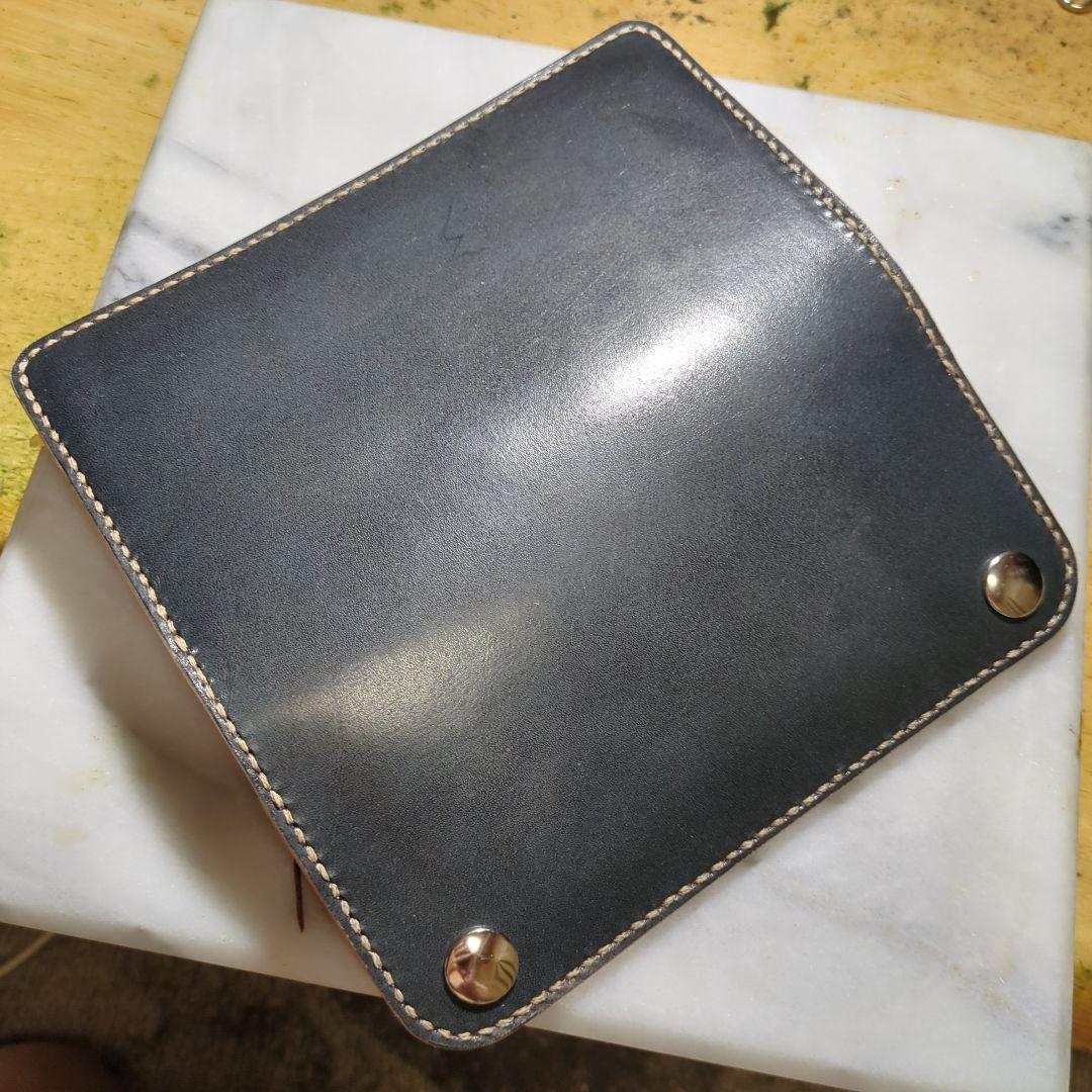 姫路ヌメ革 ハンドメイド トラッカーウォレット 長財布 ロングウォレット 黒