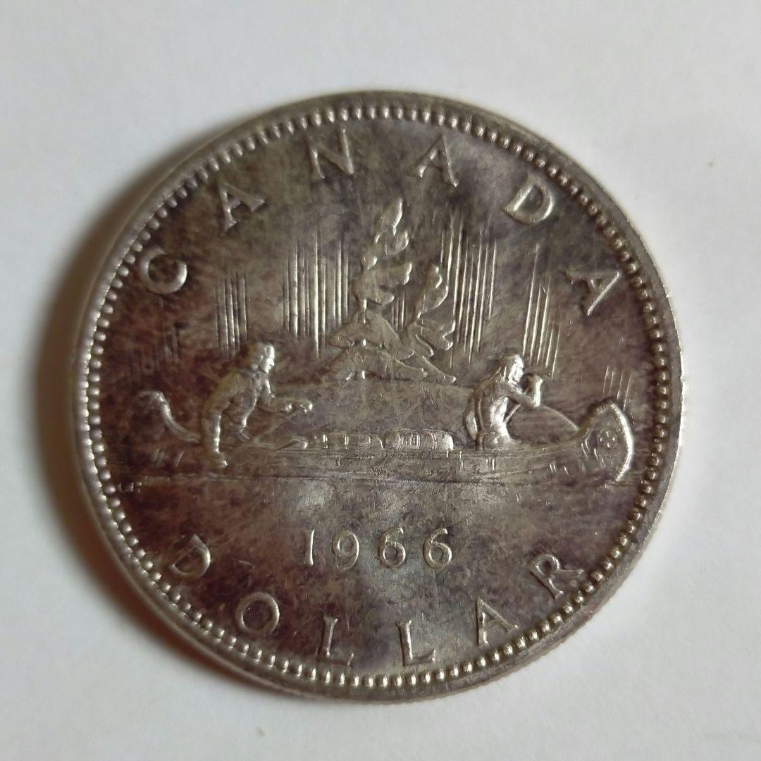 カナダドル エリザベス2世 カヌーダラー 1ドル銀貨 1966年 - メルカリ