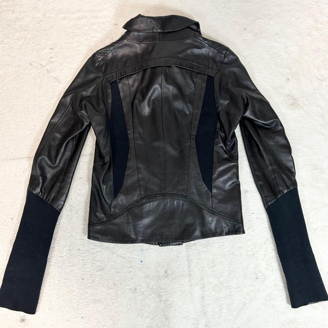 希少❗️EKAM ラムレザージャケット ブラック 羊革 y2k S ニット切替