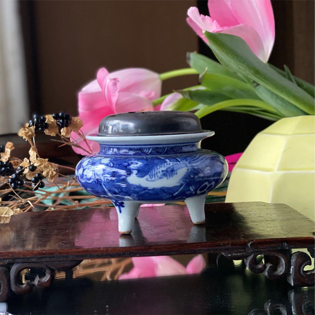 1908様感謝‼️SILVER銀火屋 桜&鳳凰 三つ足香炉 1