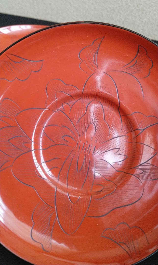 輪島塗 朱塗り 漆器 茶托 5客