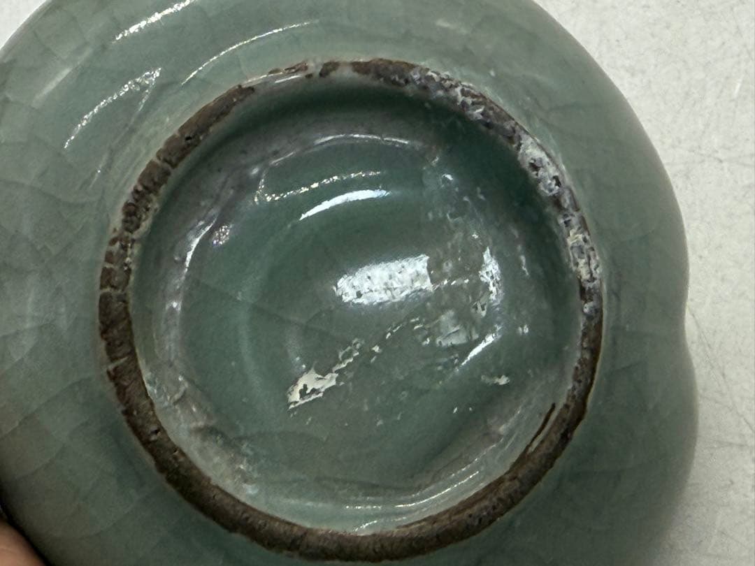 中国 宋時代 青磁海棠型小皿② 磁貫青磁 送料込み251214